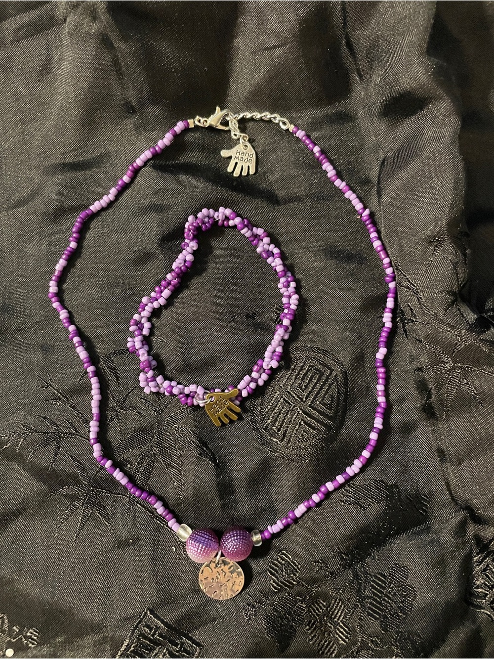 SET! Handmade Purple Beaded Necklace & Bracelet Set